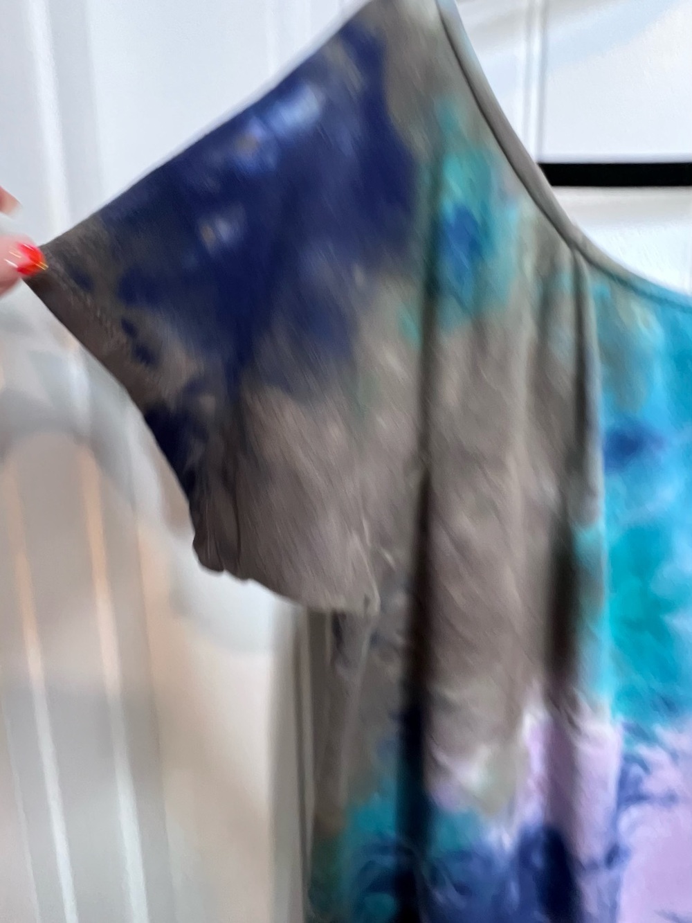 Torrid Tie-Dye Scoop Neck Midi Dress in Teal, Purple, and Gray. Size 1. - Picture 5 of 16